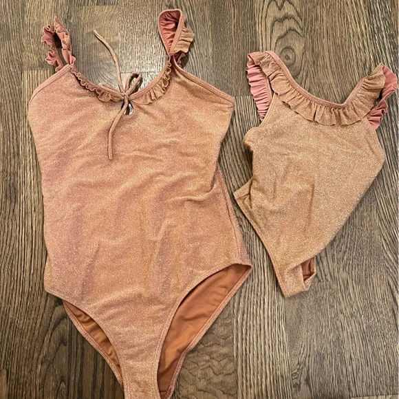 Rylee + Cru Shimmering Tan One Piece Swimsuit - Picture 2 of 4